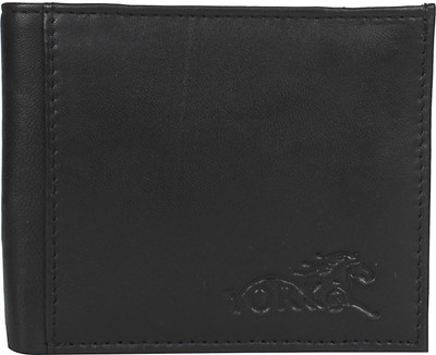 

York U.S. Men Black Genuine Leather Wallet(10 Card Slots)