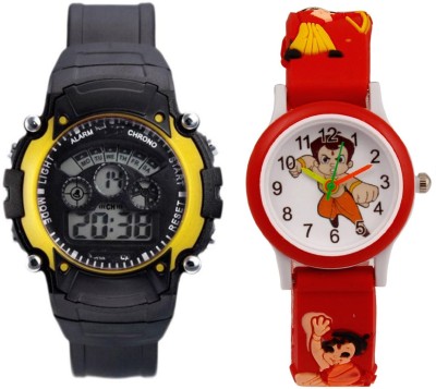SS Traders Yellow Seven Lights And Red Chotabheem Watch  - For Boys   Watches  (SS Traders)