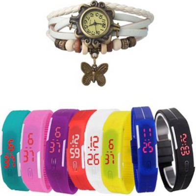 ROKCY ROKCY COMBO OFFER Designer Resin Set of 9 Multicolor DIGITAL LED Watch for Girls Women - FREE Bracelet White Butterfly Watch Watch  - For Boys & Girls   Watches  (Rokcy)