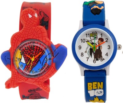 SS Traders Cute Spiderman Strap and Blue Ben10 Watch  - For Boys   Watches  (SS Traders)