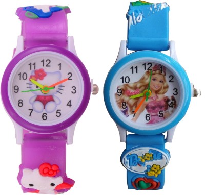 SS Traders Cute purple kitty and blue princess Watch  - For Girls   Watches  (SS Traders)