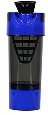 

mega star Gym Protein Shaker Bottle, 500 Ml, 01 Piece with extra storage compartment 500 ml Shaker(Pack of 1, Blue, Black)