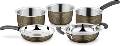

Ideale Cookware Set Texture Brown-5pcs Induction Bottom Cookware Set(Stainless Steel, 5 - Piece)