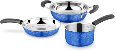 

Ideale Cookware Set Texture Blue-3pcs Induction Bottom Cookware Set(Stainless Steel, 3 - Piece)