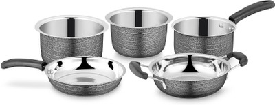

Ideale Cookware Set Texture Black-5pcs Induction Bottom Cookware Set(Stainless Steel, 5 - Piece)