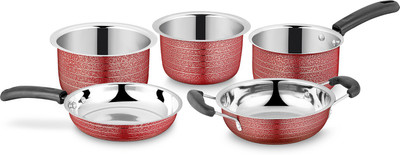 

Ideale Cookware Set Texture Red-5pcs Induction Bottom Cookware Set(Stainless Steel, 5 - Piece)