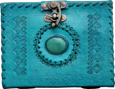 Pranjals House leather A6 Notebook unruled 100 Pages(ocean blue)