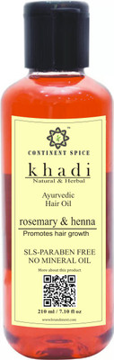 

Khadi Natural & Herbal Ayurvedic Hair Growth Oil - Rosemary & Henna (Paraben Free) Continent Spice CS682005 Hair Oil(210 ml)