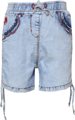 

Tales & Stories Short For Girls Casual Solid Denim(Light Blue, Pack of 1