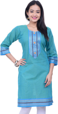 Purabi Casual Self Design Women's Kurti(Blue