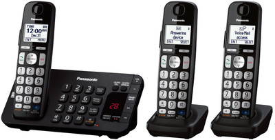 

Panasonic KX-TGE243B DECT 6.0 Expandable Digital Cordless Answering System, 3 Handsets Cordless Landline Phone with Answering Machine(Black)