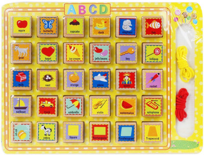 

Emob Educational Alphabet and Character Wooden Learning Blocks with String(Multicolor)
