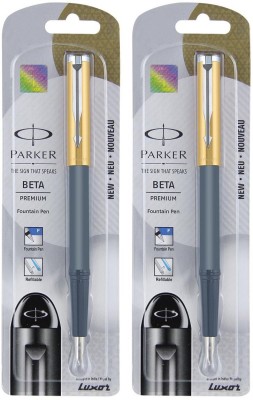 PARKER Parker Beta Premium CT Fountain Pen(Pack of 2, Blue, Black)