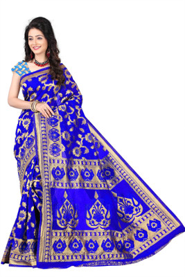 

Weavedeal Embellished Kanjivaram Silk Cotton Blend Saree(Blue)