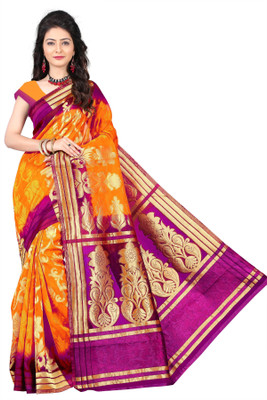 

Weavedeal Embellished Kanjivaram Silk Cotton Blend Saree(Orange)