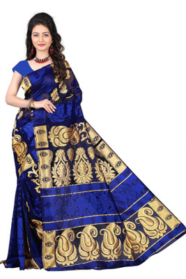 

Weavedeal Embellished Kanjivaram Silk Cotton Blend Saree(Blue)
