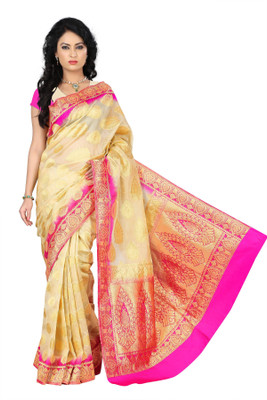 

Weavedeal Embellished Kanjivaram Silk Cotton Blend Saree(Beige)
