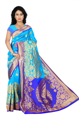 

Weavedeal Embellished Kanjivaram Silk Cotton Blend Saree(Light Blue)