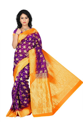 

Weavedeal Embellished Kanjivaram Silk Cotton Blend Saree(Purple)