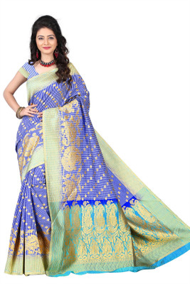 

Weavedeal Embellished Kanjivaram Silk Cotton Blend Saree(Light Blue)