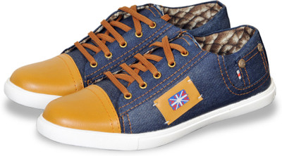 

6four Shoes Canvas Shoes For Men(Blue, Tan