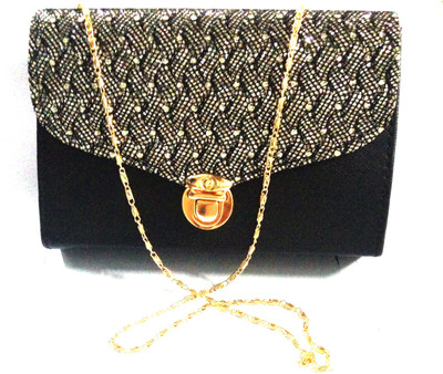 

MODESTIE Girls Evening/Party Black PU Sling Bag