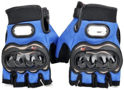 ShoppingKiSite Impact Resistant Hard Knuckle Tactical Bike Riding Shockproof Outdoor Half Finger Blue X-Large Gloves for Men Riding Gloves(Blue)