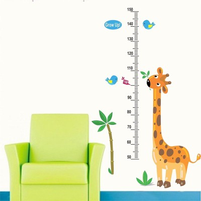 Asmi Collections 120 Cute Giraffe Height Chart Birds Removable Sticker(Pack of 1)