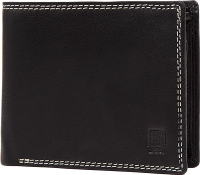 

U+N Men Black Genuine Leather Wallet(5 Card Slots)