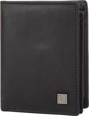 

U+N Men Black Genuine Leather Wallet(6 Card Slots)