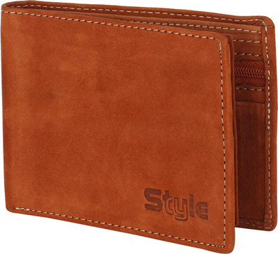 Viaan Men Tan Genuine Leather Wallet(5 Card Slots)