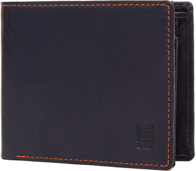 

U+N Men Blue Genuine Leather Wallet(4 Card Slots), Deep blue