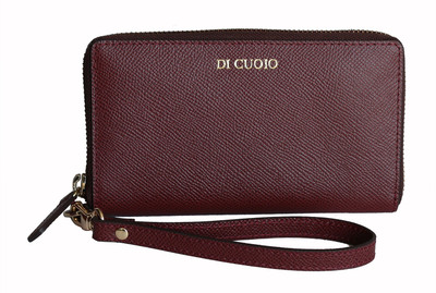 DiCuoio Women Casual Brown Genuine Leather Wallet(8 Card Slots), Red-010