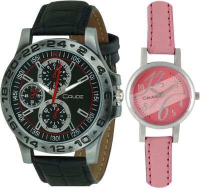 

Crude rg550 black and pink studded dial watch perfect couple combo match Watch - For Men & Women