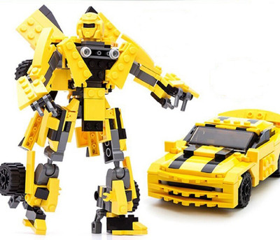 

Emob DIY 225 PCS 2 In 1 Robot Transformation Super Power Action Hero Robot Converts Into Car Block set(Yellow, Black)