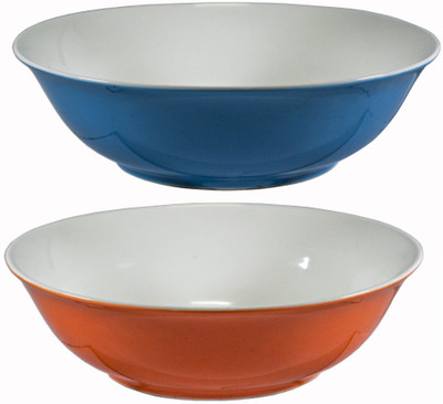

La Platina Color Bowl Porcelain Bowl Set(Blue, Orange, Pack of 2)