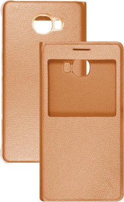 Casotec Flip Cover for Samsung Galaxy C7 Premium Caller-id Flip Case(Gold, Pack of: 1)