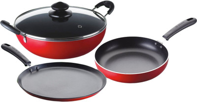 

Bajaj Induction Bottom Cookware Set(PTFE (Non-stick), 3 - Piece), Red