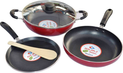 

Bajaj Induction Bottom Cookware Set(PTFE (Non-stick), 3 - Piece), Black;red