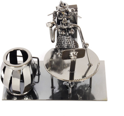 

Jewel Fuel 2 Compartments Iron Metal Office Desk Organizer Showpiece(Black Chrome)