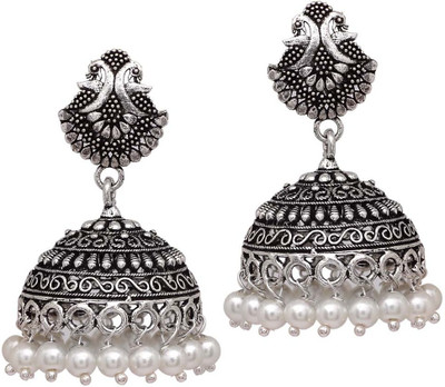 V L IMPEX 15 Grams Lovely Peacock oxidised Silver Plated Jewellery For Brass Jhumki Earring