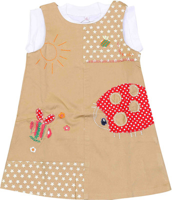 

Littleopia Girls Midi/Knee Length Casual Dress(Beige, Sleeveless
