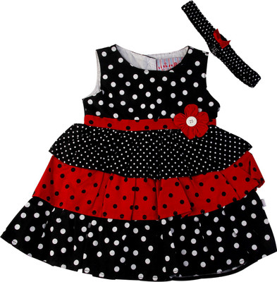 

Littleopia Girls Midi/Knee Length Casual Dress(Black, Sleeveless, Black;red