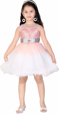 

Littleopia Girls Midi/Knee Length Party Dress(White, Sleeveless, Cream