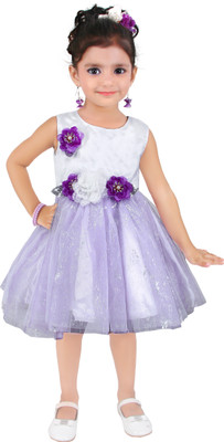 

Littleopia Girls Midi/Knee Length Party Dress(Purple, Sleeveless