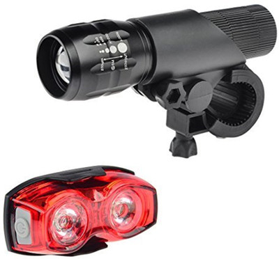 

FurMito Bicycle Two Eyes Taillight + Zoomable Adjustable Focus LED Front Rear Light Combo(Black, Red)