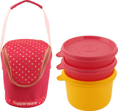 

Tupperware Wisker 3 Containers Lunch Box(800 ml), Red;yellow