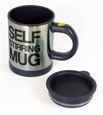 

Capstone Self Stirring_g Stainless Steel Mug(250 ml, Pack of 2), Black
