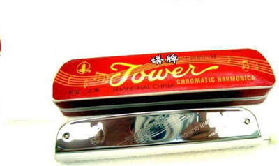 

mega star TOWER Mouth Organ/Harmonica Key-C With Scale change option(White)