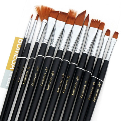 

BOMEGA Comb, Liner, Fan, Angular, Filbert, Flat, Dagger Striper, Script Paint Brush(Brown)